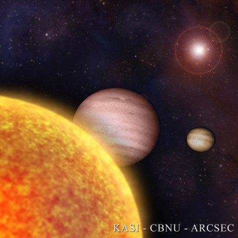 Artist's impression of the newly detected planets orbiting their host star (CREDIT KASI/CBNU/ARCSEC)